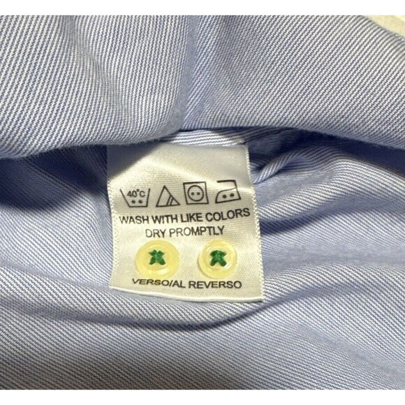 Tommy Hilfiger Men's Size 16.5 34-35 Blue Striped Long-Sleeve Button-Up Shirt - Picture 8 of 12